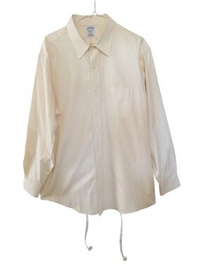 Brooks Brothers Mens Size 17 Regent Butter Yellow Button-Up Dress Shirt Non Iron